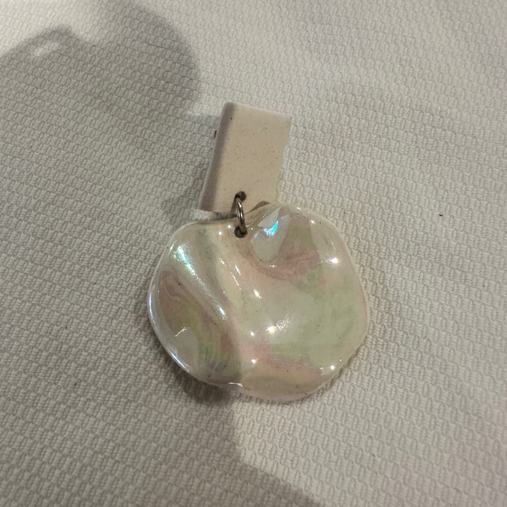 Iridescent White Porcelain Bohemian Handmade Earrings - Picture 4 of 4